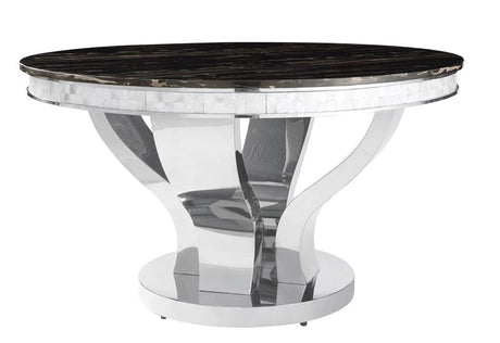 Anchorage Chrome/Black Round Dining Table