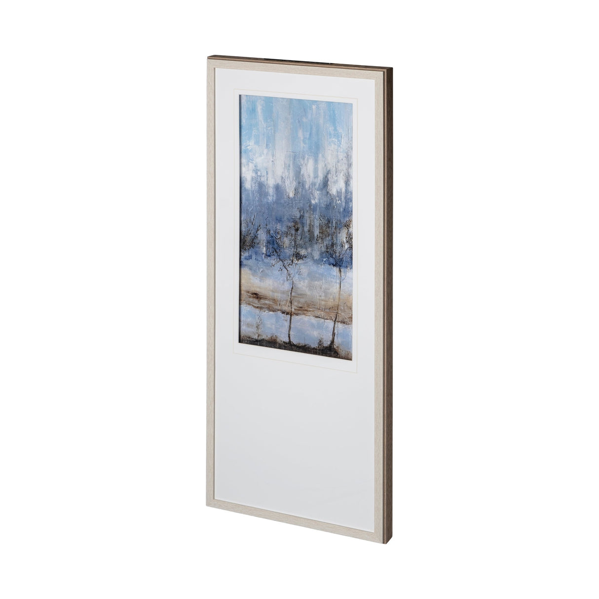 Anchored In Blue I by Aziz Kadmiri a Hand Embellished Textured Framed Art Print Matted under Glass by Mercana at Eve Furniture