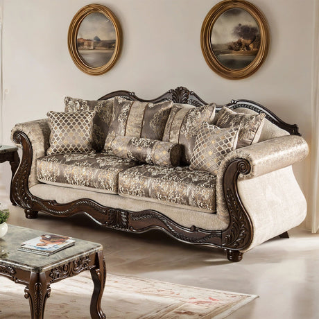 Andalusia Light Brown / Dark Cherry Upholstery Living Room Set by Furniture of America at Eve Furniture