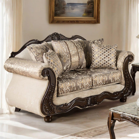 Andalusia Light Brown/Dark Cherry Loveseat by Furniture of America at Eve Furniture