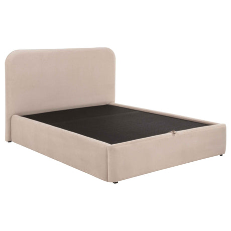Anders Beige Upholstered Full Storage Lift Platform Bed by Coaster at Eve Furniture