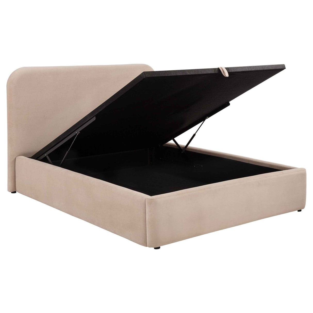 Anders Beige Upholstered Queen Storage Lift Platform Bed by Coaster at Eve Furniture