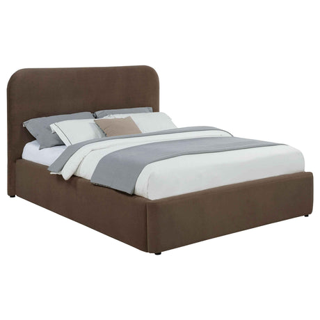 Anders Chocolate Upholstered Full Storage Lift Platform Bed by Coaster at Eve Furniture
