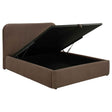 Anders Chocolate Upholstered Queen Storage Lift Platform Bed by Coaster at Eve Furniture