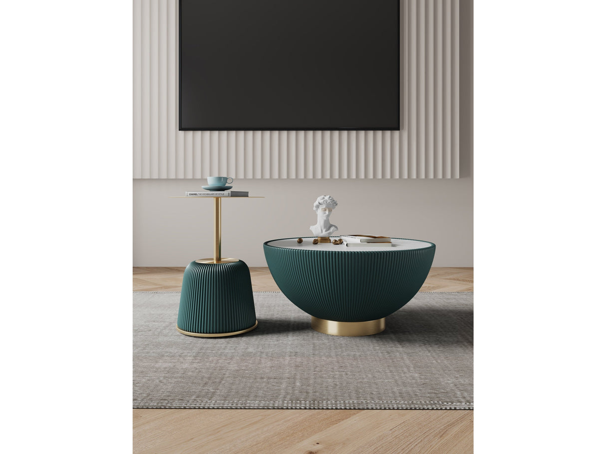 Anderson Coffee Table and End Table 1.0 in Green (set of 2) by Manhattan Comfort at Eve Furniture