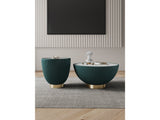 Anderson Coffee Table and End Table 2.0 in Green (set of 2) by Manhattan Comfort at Eve Furniture