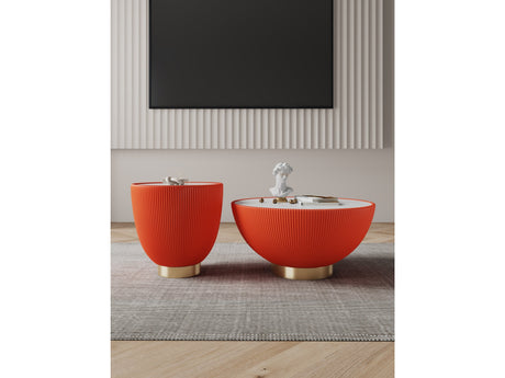 Anderson Coffee Table and End Table 2.0 in Orange (set of 2) by Manhattan Comfort at Eve Furniture
