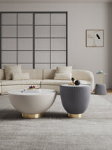 Anderson Coffee Table, End Table 1.0 and End Table 2.0 in Cream and Grey (set of 3) by Manhattan Comfort at Eve Furniture