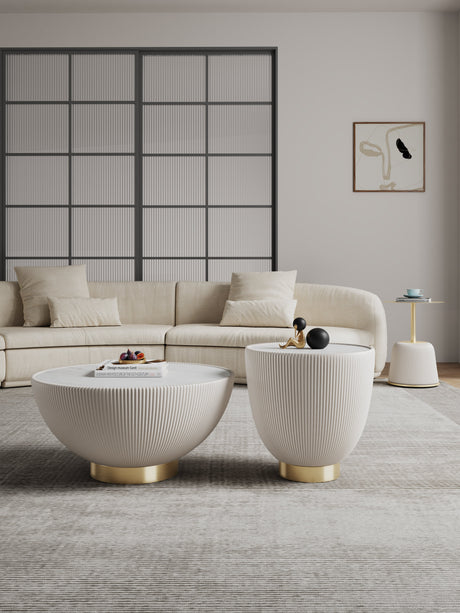 Anderson Coffee Table, End Table 1.0 and End Table 2.0 in Cream (set of 3) by Manhattan Comfort at Eve Furniture