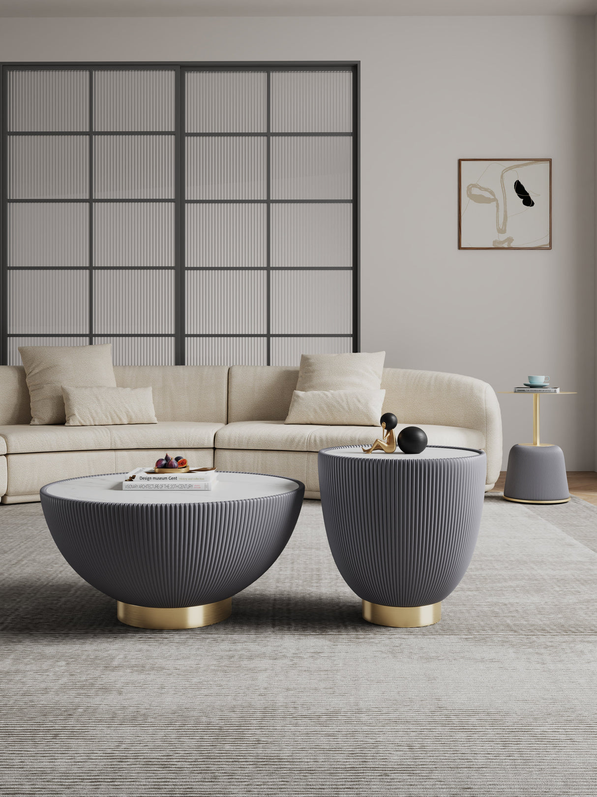 Anderson Coffee Table, End Table 1.0 and End Table 2.0 in Grey (set of 3) by Manhattan Comfort at Eve Furniture
