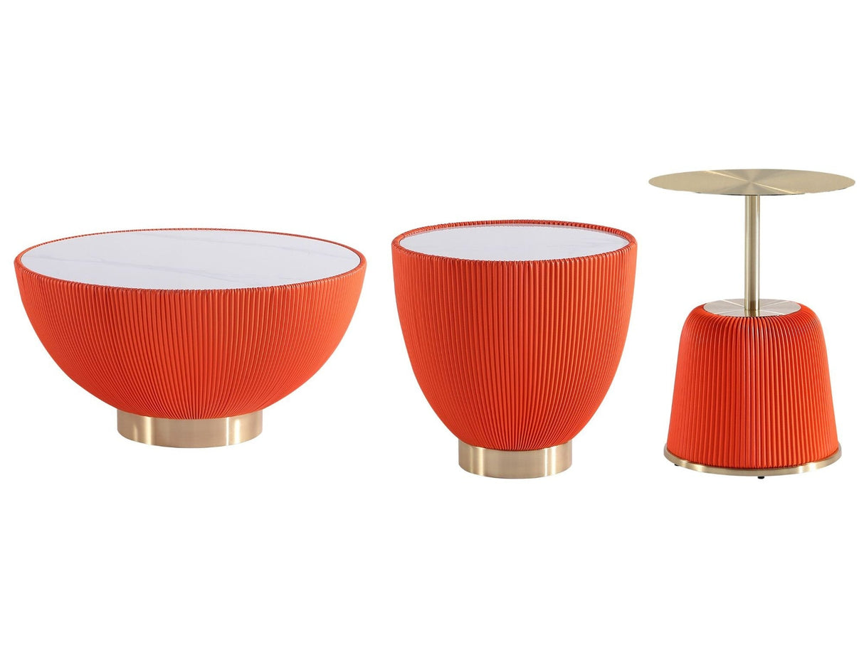 Anderson Coffee Table, End Table 1.0 and End Table 2.0 in Orange (set of 3) by Manhattan Comfort at Eve Furniture