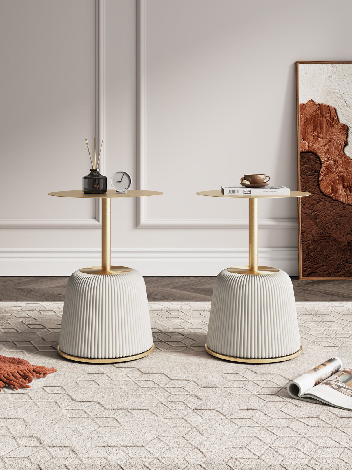 Anderson End Table 1.0 in Cream (set of 2) by Manhattan Comfort at Eve Furniture