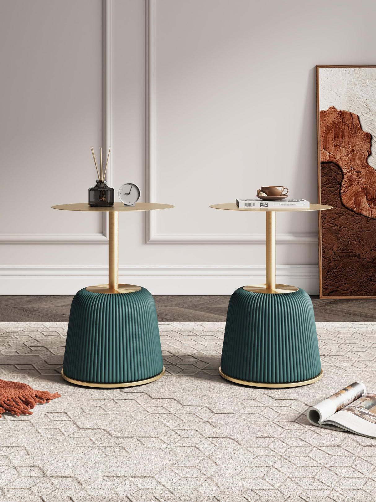 Anderson End Table 1.0 in Green (Set of 2) by Manhattan Comfort at Eve Furniture