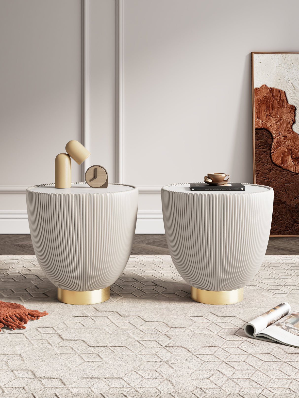Anderson End Table 2.0 in Cream (Set of 2) by Manhattan Comfort at Eve Furniture