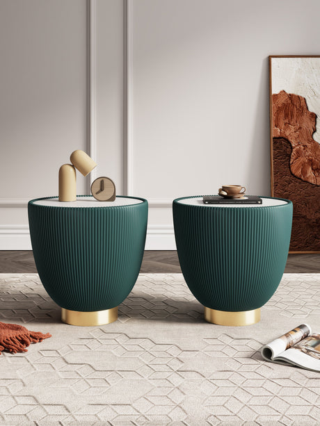 Anderson End Table 2.0 in Green (Set of 2) by Manhattan Comfort at Eve Furniture