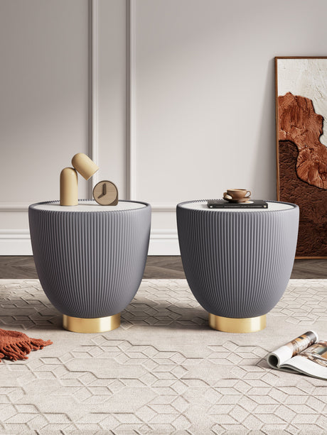 Anderson End Table 2.0 in Grey (Set of 2) by Manhattan Comfort at Eve Furniture