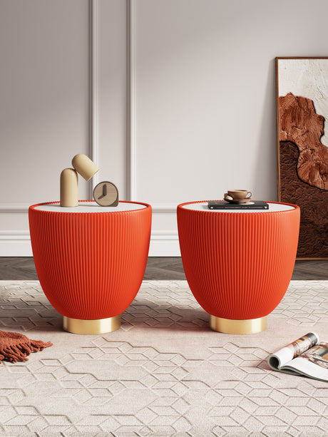 Anderson End Table 2.0 in Orange (Set of 2) by Manhattan Comfort at Eve Furniture
