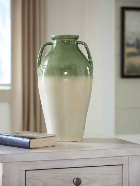 Andorbury Green & Beige Vase by Ashley at Eve Furniture