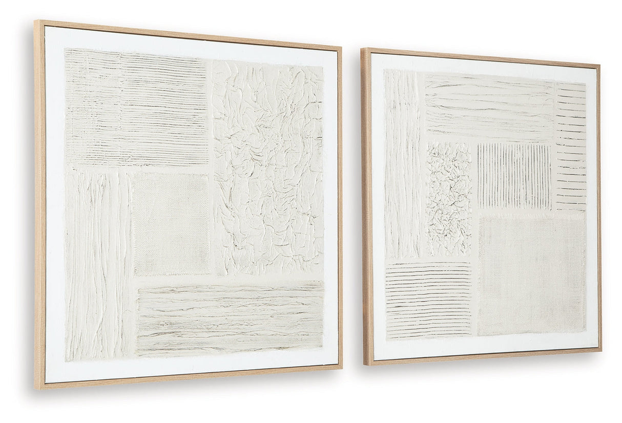 Andorfield Beige/Black/White Wall Art (Set of 2) by Ashley at Eve Furniture