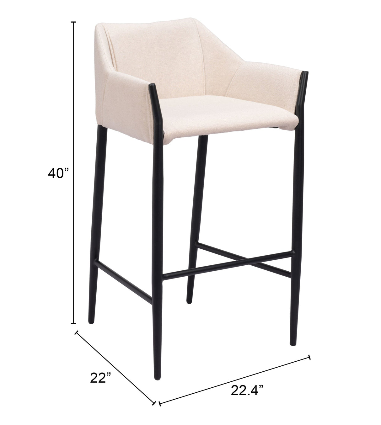 Andover Beige Barstool by Zuomod at Eve Furniture