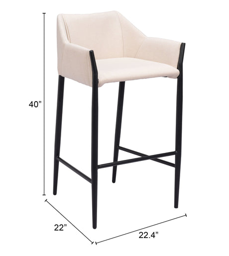 Andover Beige Barstool by Zuomod at Eve Furniture