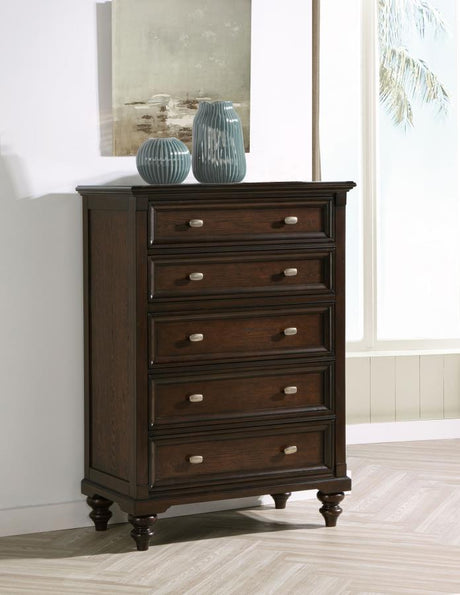 Andover Dark Oak 5-drawer Chest of Drawers by Coaster at Eve Furniture