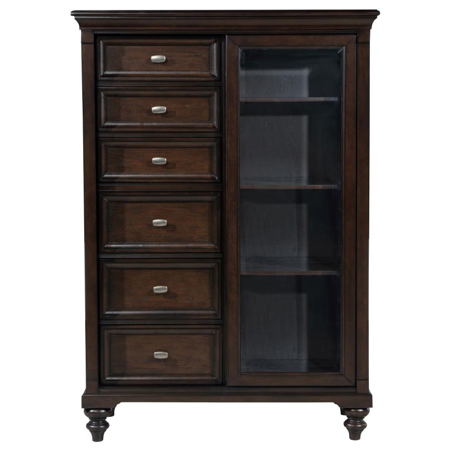 Andover Dark Oak 6-drawer Tempered Glass Door Chest by Coaster at Eve Furniture