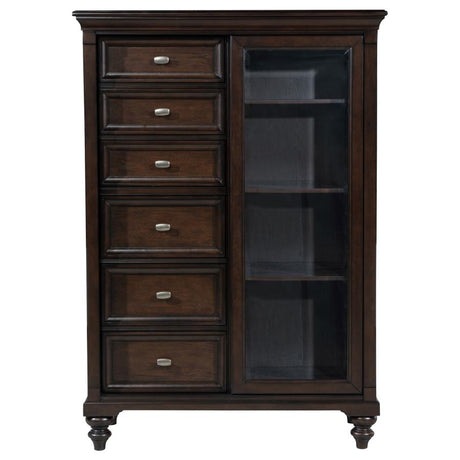 Andover Dark Oak 6-drawer Tempered Glass Door Chest by Coaster at Eve Furniture