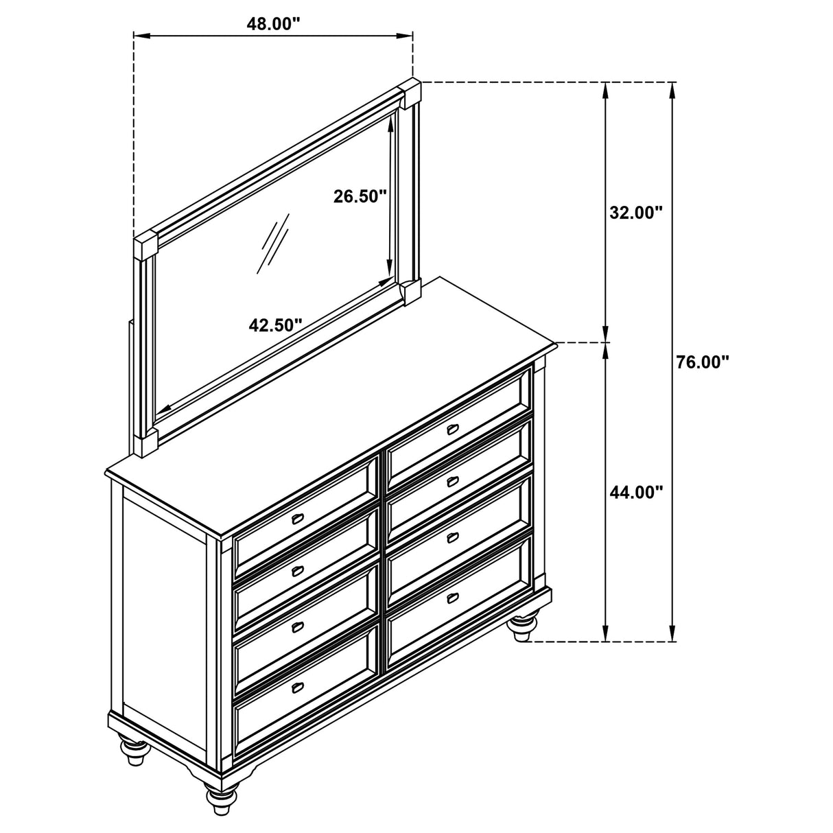 Andover Dark Oak 8-drawer Dresser and Mirror by Coaster at Eve Furniture