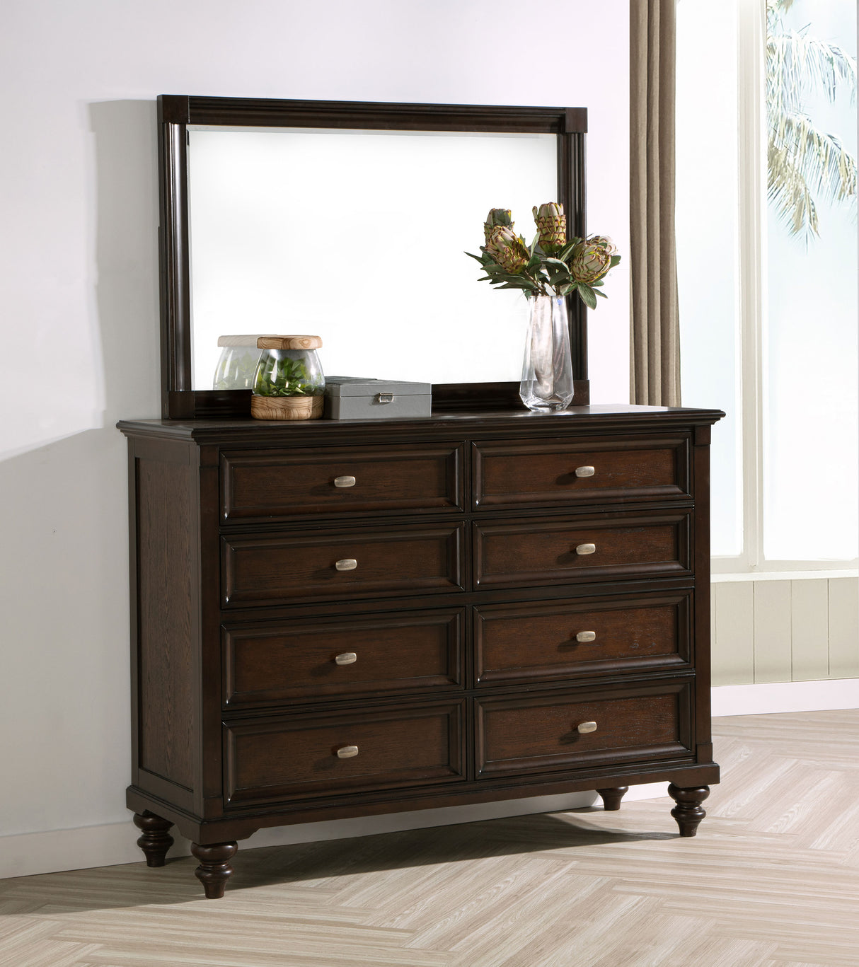 Andover Dark Oak 8-drawer Dresser and Mirror by Coaster at Eve Furniture