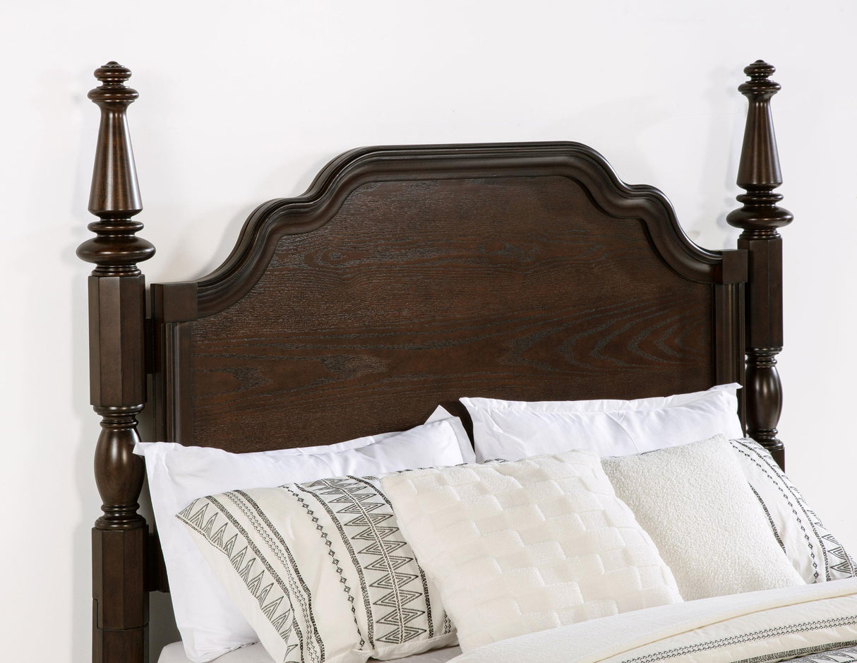 Andover Dark Oak Four Poster California King Bed by Coaster at Eve Furniture