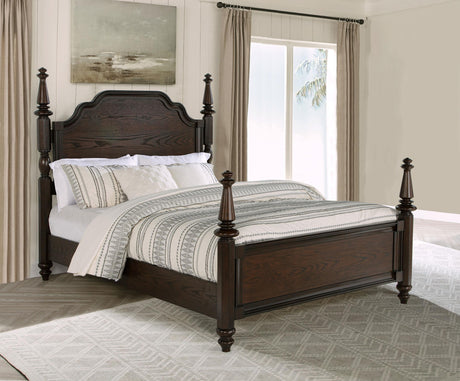 Andover Dark Oak Four Poster Queen Bed by Coaster at Eve Furniture