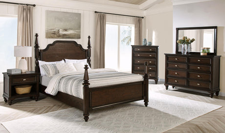 Andover Dark Oak Four Poster Queen Bed by Coaster at Eve Furniture