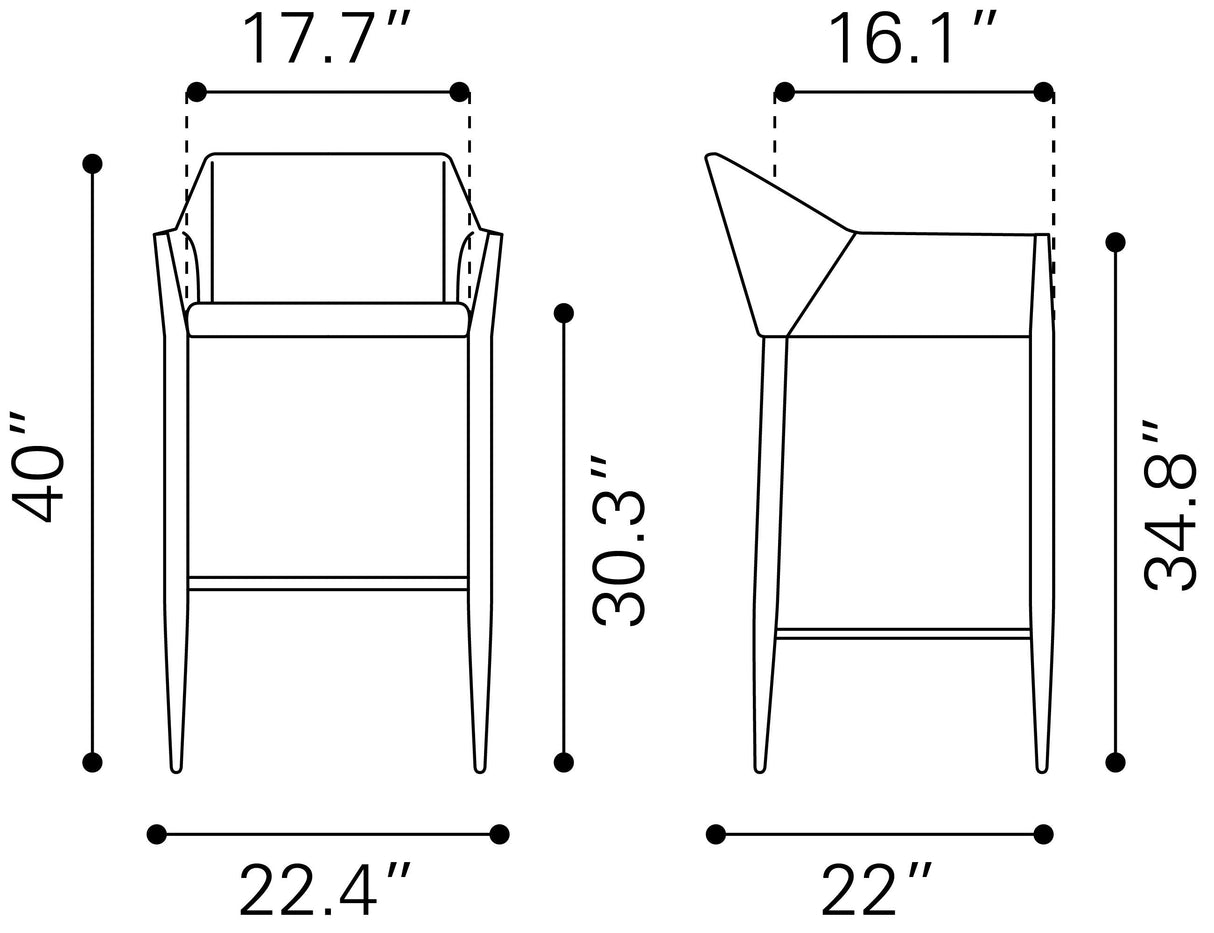 Andover Slate Gray Barstool by Zuomod at Eve Furniture