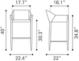 Andover Slate Gray Barstool by Zuomod at Eve Furniture