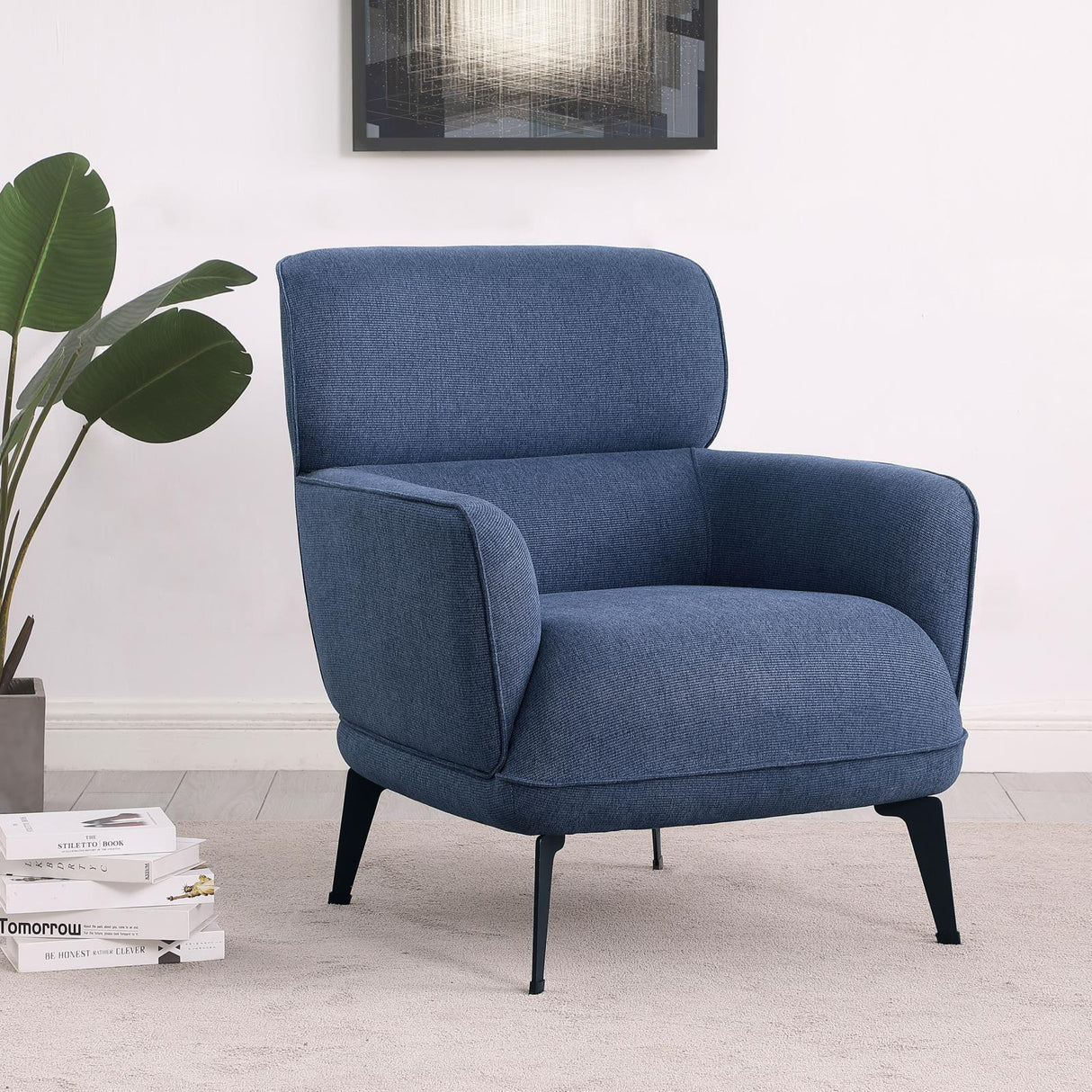 Andrea Blue Heavy Duty High Back Accent Chair