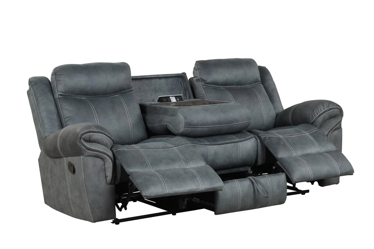 Andres 3-Piece Gray Leather Living Room Set by Happy Homes at Eve Furniture