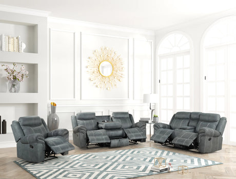 Andres 3-Piece Gray Leather Living Room Set by Happy Homes at Eve Furniture