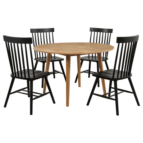 Andrews Black/Light Ash 5-piece Round Dining Table Set by Coaster at Eve Furniture