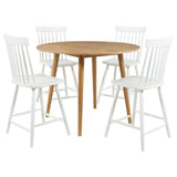 Andrews White/Light Ash 5-piece Round Counter Dining Set by Coaster at Eve Furniture