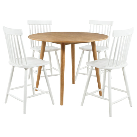 Andrews White/Light Ash 5-piece Round Counter Dining Set by Coaster at Eve Furniture