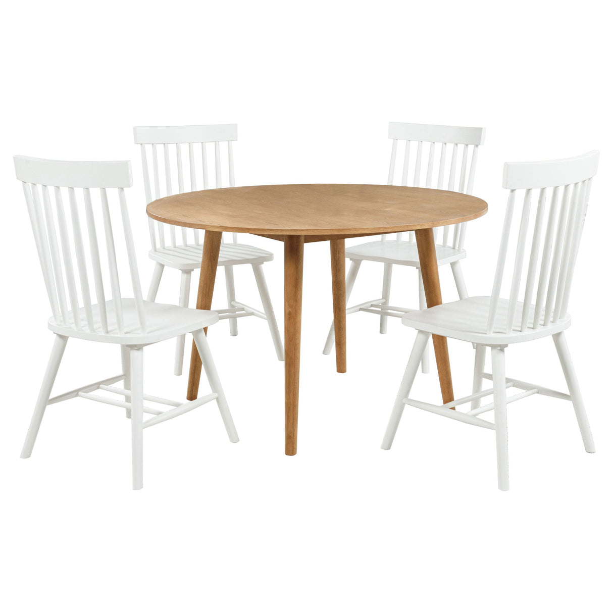 Andrews White/Light Ash 5-piece Round Dining Table Set by Coaster at Eve Furniture