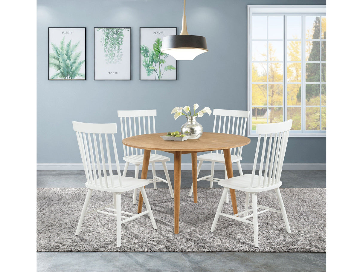 Andrews White/Light Ash 5-piece Round Dining Table Set by Coaster at Eve Furniture