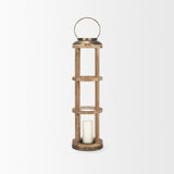Andy I Large Natural Wood Cylindrical Lantern by Mercana at Eve Furniture