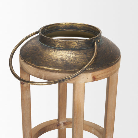 Andy I Large Natural Wood Cylindrical Lantern by Mercana at Eve Furniture