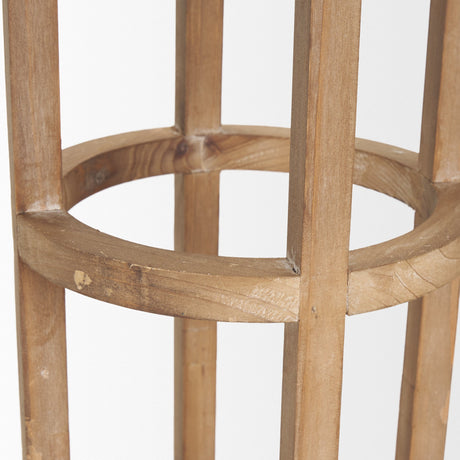 Andy I Large Natural Wood Cylindrical Lantern by Mercana at Eve Furniture