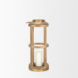 Andy II Small Natural Wood Cylindrical Lantern by Mercana at Eve Furniture