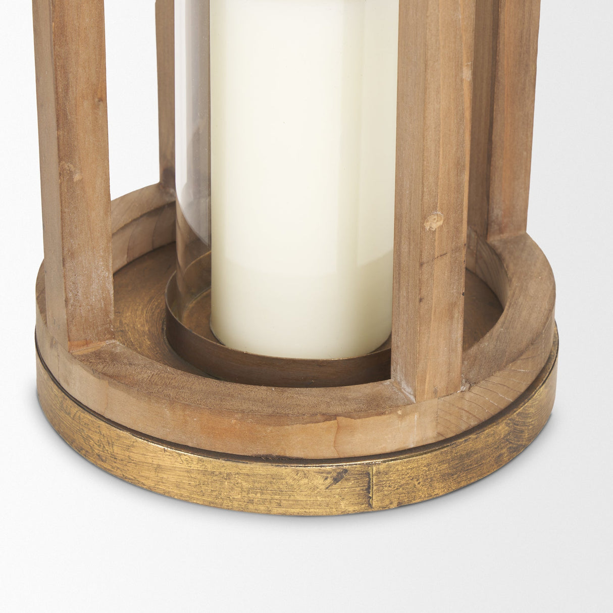 Andy II Small Natural Wood Cylindrical Lantern by Mercana at Eve Furniture