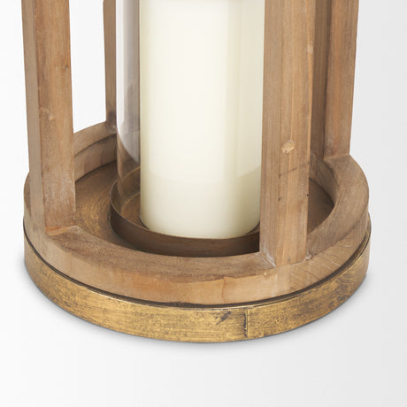 Andy II Small Natural Wood Cylindrical Lantern by Mercana at Eve Furniture