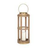Andy II Small Natural Wood Cylindrical Lantern by Mercana at Eve Furniture